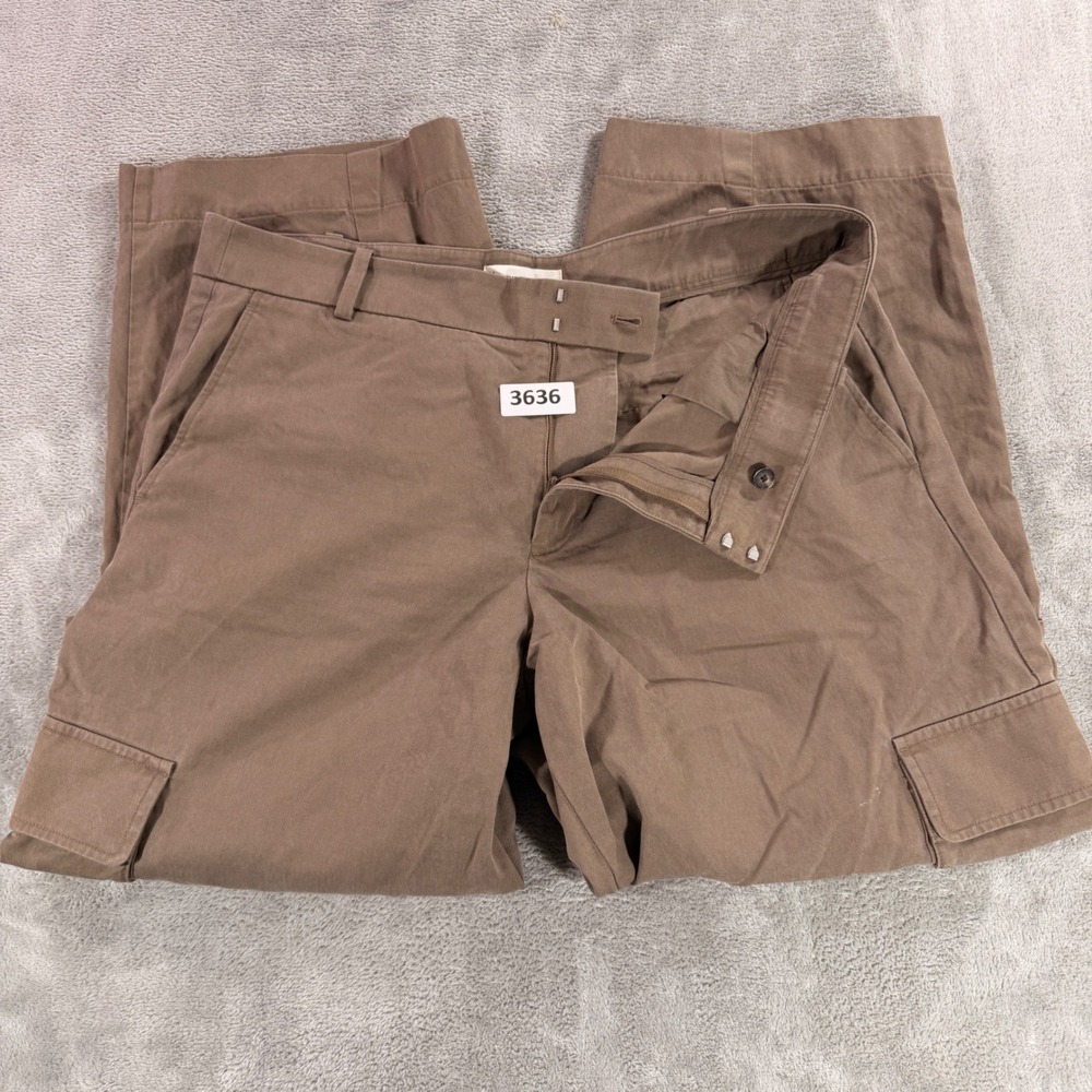 Everlane Cargo Pants Women 14 Brown Wide Leg High Rise‎ Utility Pockets